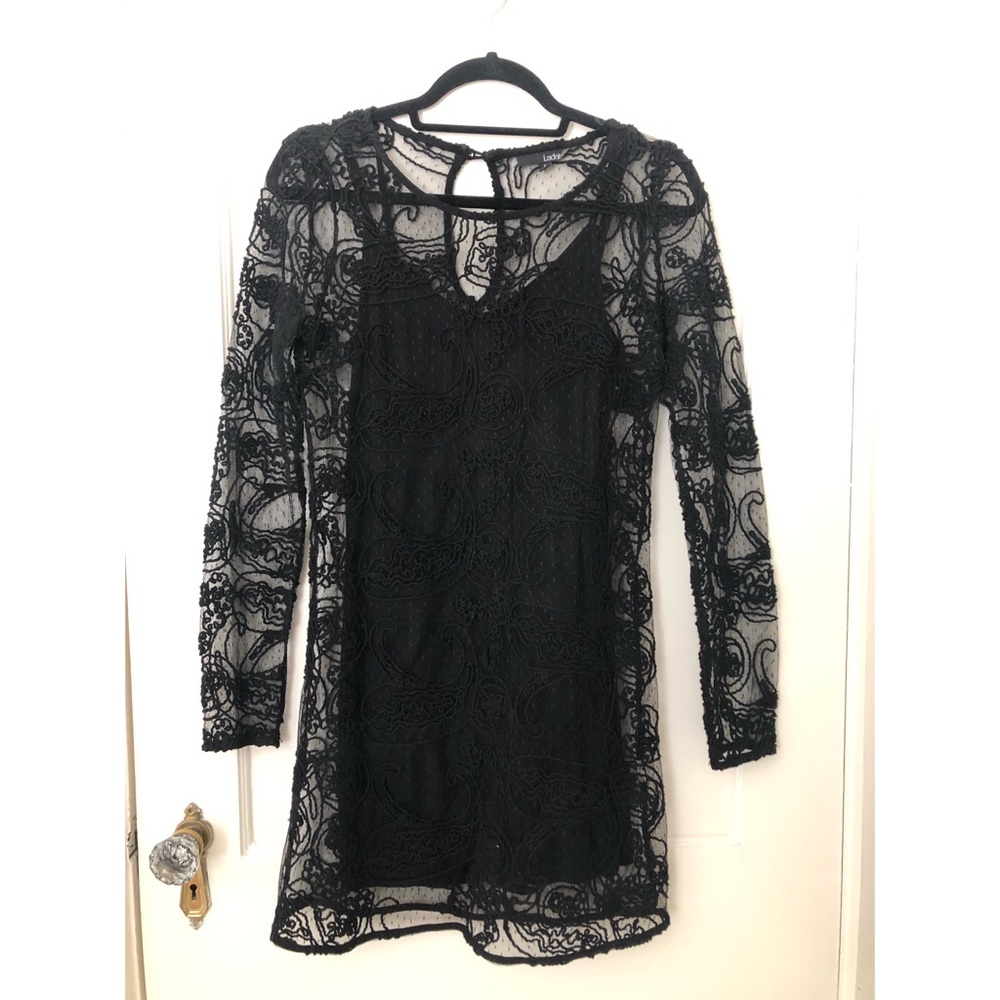 Mesh Mini Bodycon Dress in Black, Small